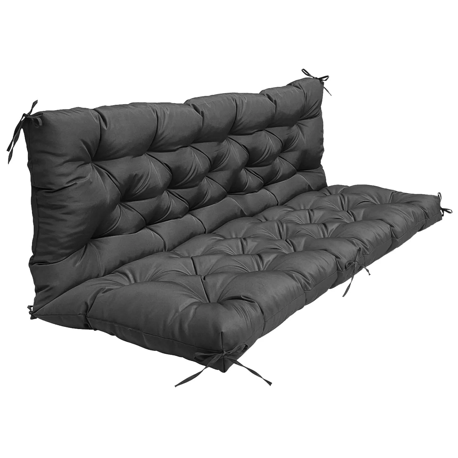 2-3 Seater Swing Cushion Replacement Swing Beach Pads with Backrest 8-Tie Straps