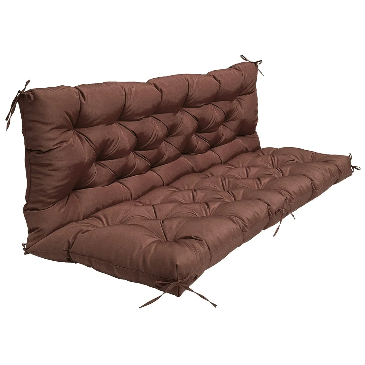 2-3 Seater Swing Cushion Replacement Swing Beach Pads with Backrest 8-Tie Straps