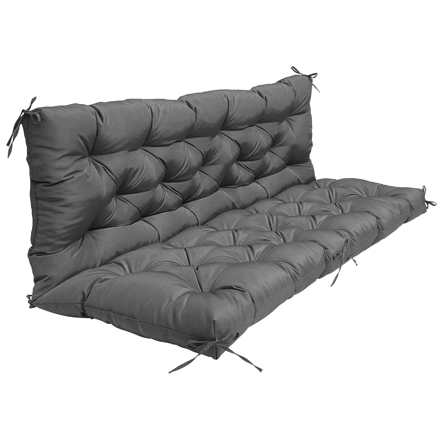 2-3 Seater Swing Cushion Replacement Swing Beach Pads with Backrest 8-Tie Straps