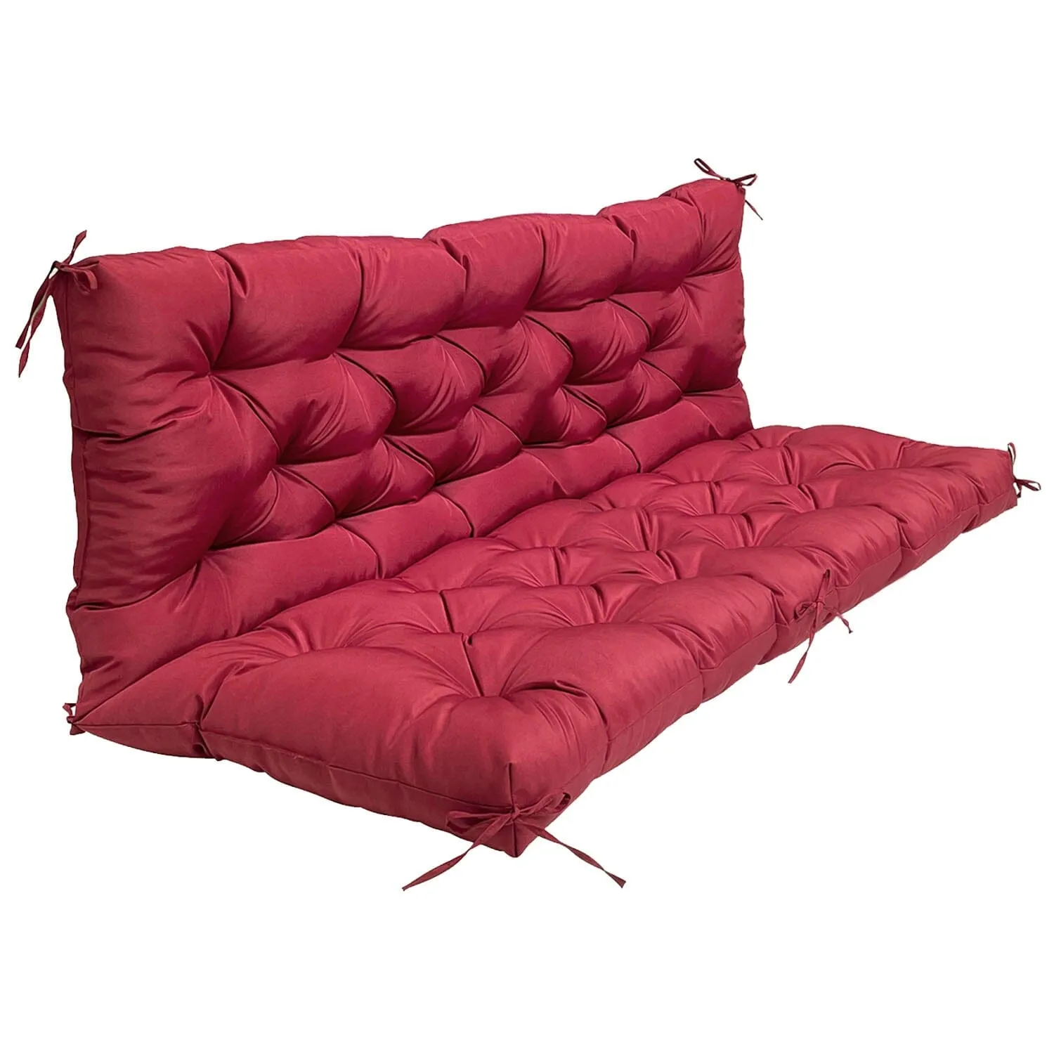 2-3 Seater Swing Cushion Replacement Swing Beach Pads with Backrest 8-Tie Straps