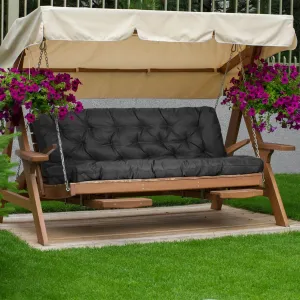 2-3 Seater Swing Cushion Replacement Swing Beach Pads with Backrest 8-Tie Straps