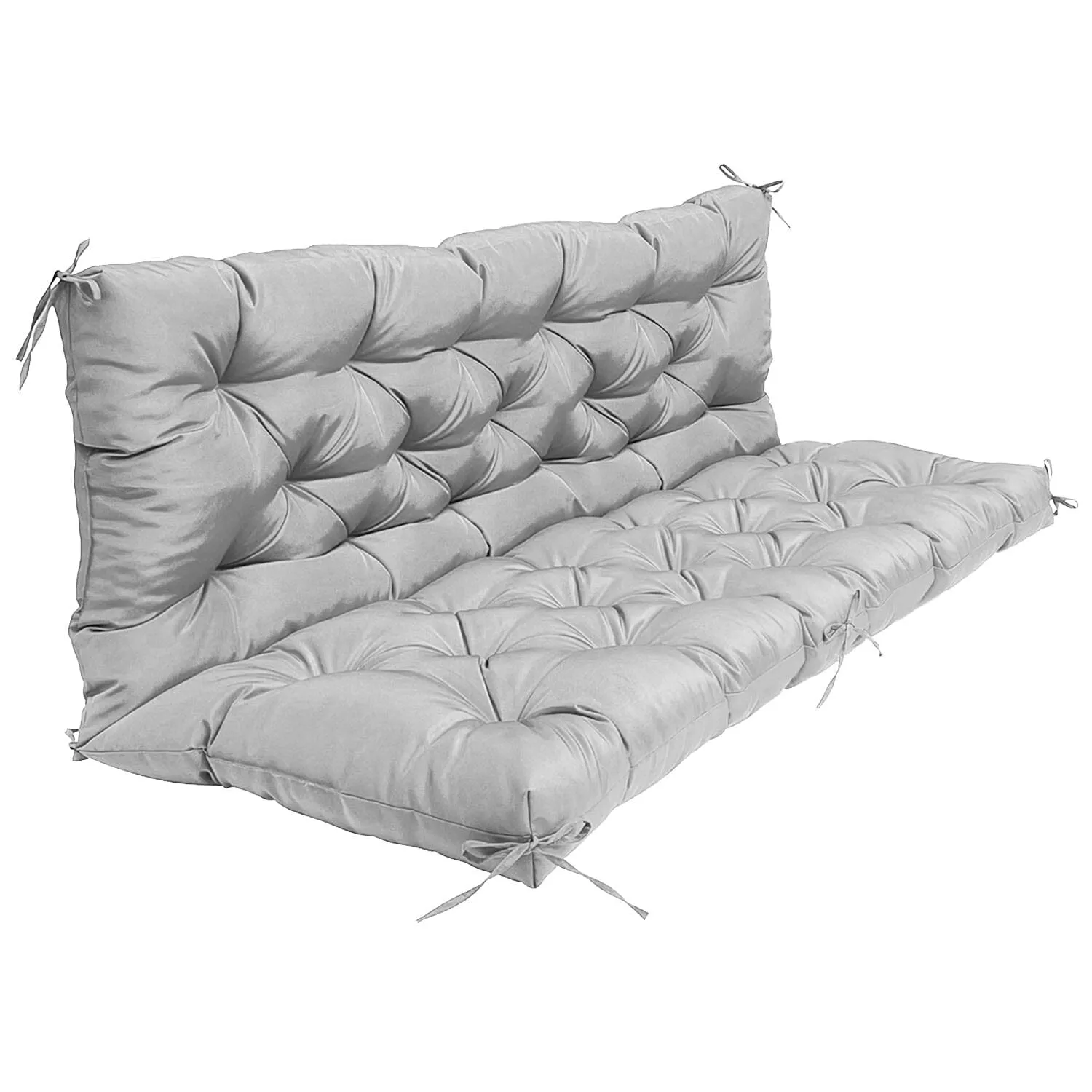 2-3 Seater Swing Cushion Replacement Swing Beach Pads with Backrest 8-Tie Straps