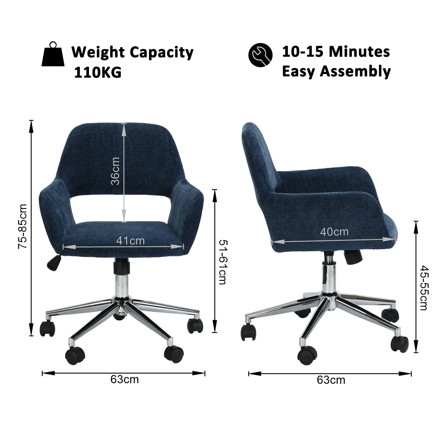 360 Degree Swivel Task Chair with Ergonomic Design, Height Adjustable For Living Room-Homy Casa