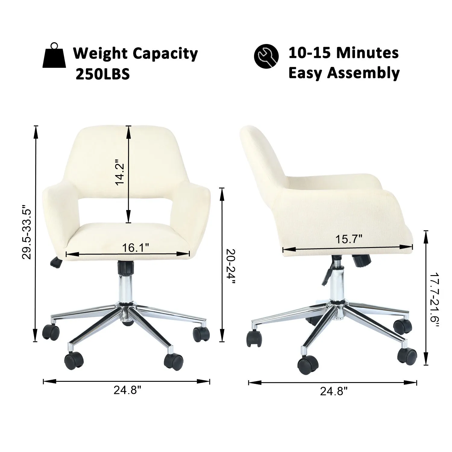360 Degree Swivel Task Chair with Ergonomic Design, Height Adjustable For Living Room-Homy Casa