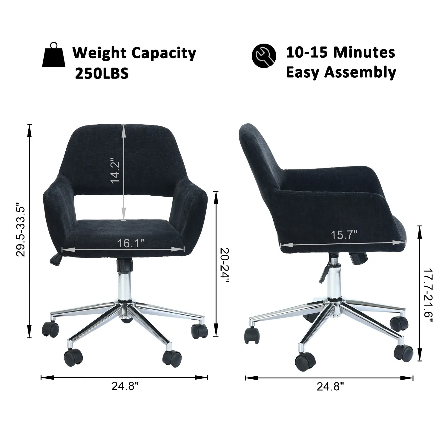 360 Degree Swivel Task Chair with Ergonomic Design, Height Adjustable For Living Room-Homy Casa