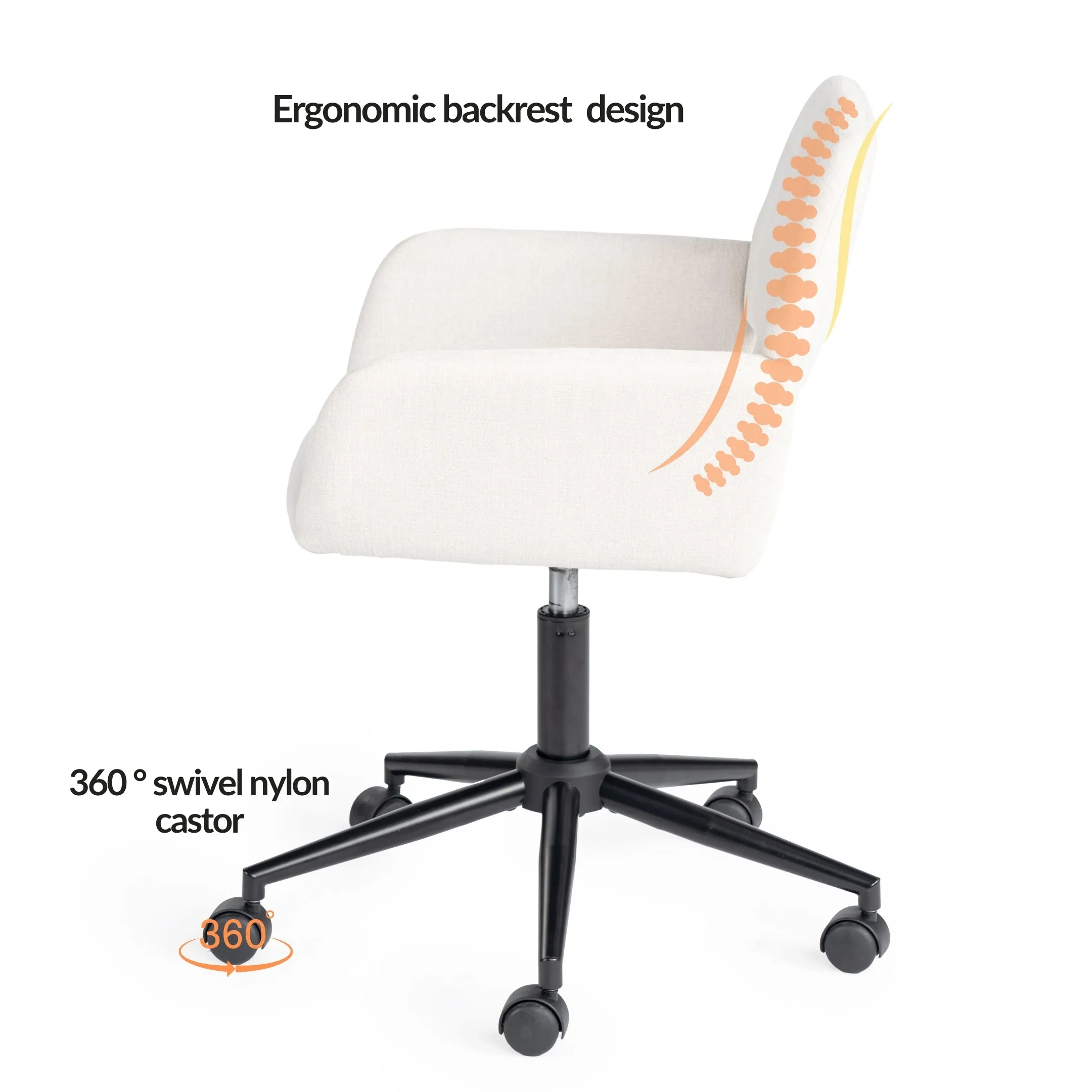 360 Degree Swivel Task Chair with Ergonomic Design, Height Adjustable For Living Room-Homy Casa