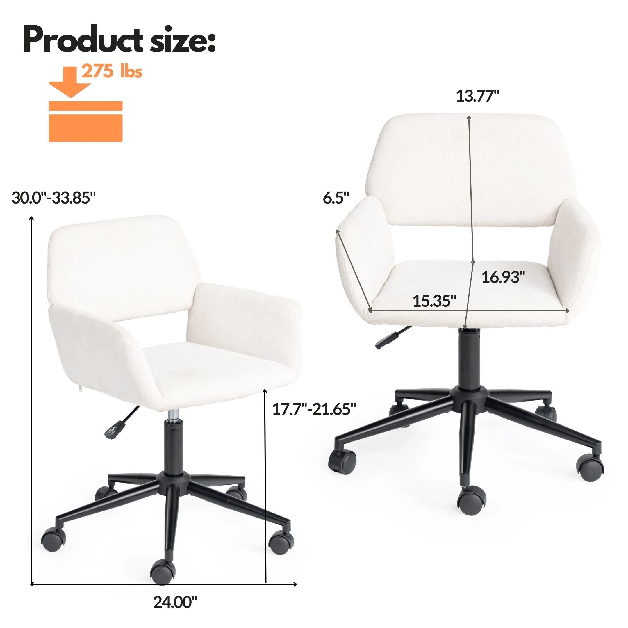 360 Degree Swivel Task Chair with Ergonomic Design, Height Adjustable For Living Room-Homy Casa