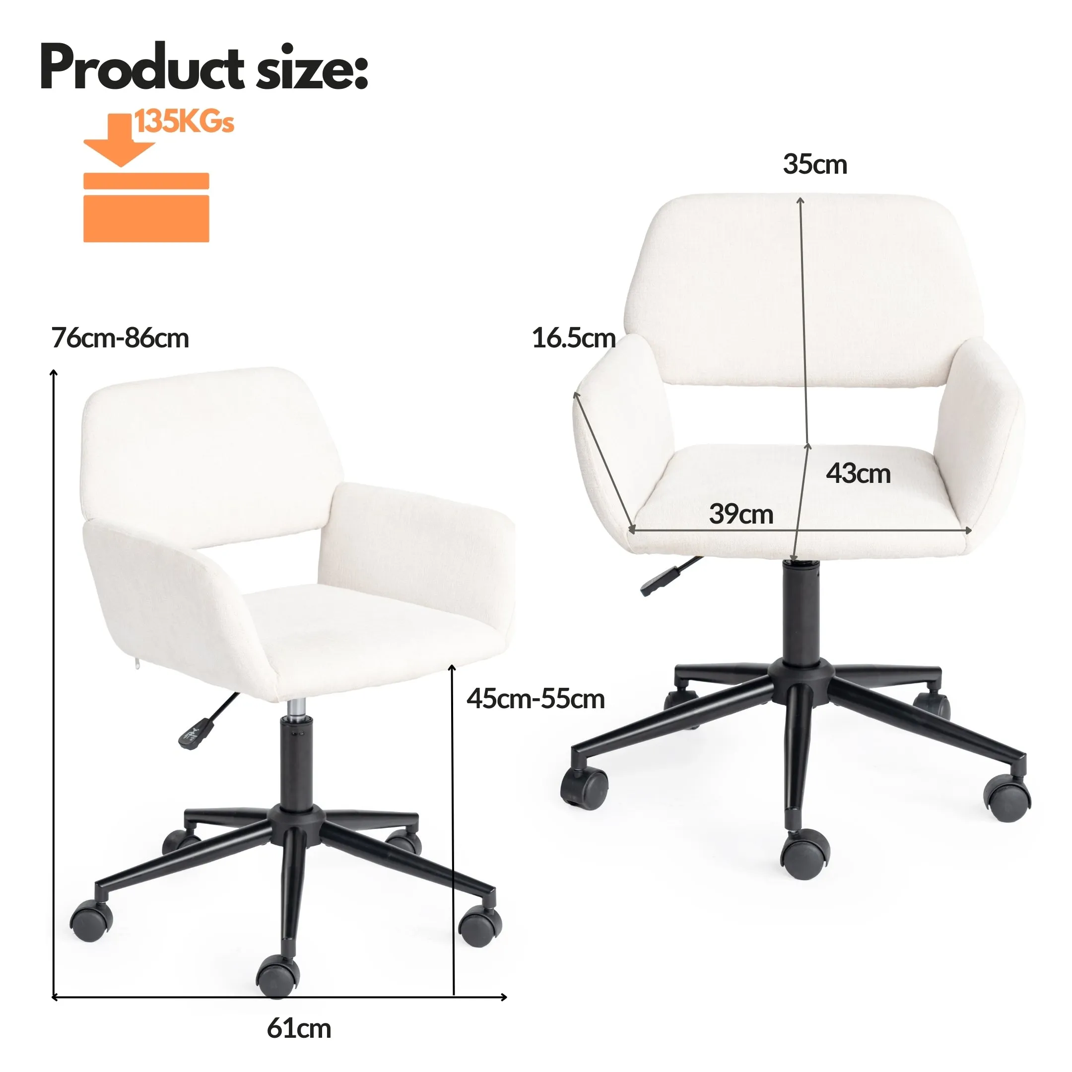 360 Degree Swivel Task Chair with Ergonomic Design, Height Adjustable For Living Room-Homy Casa