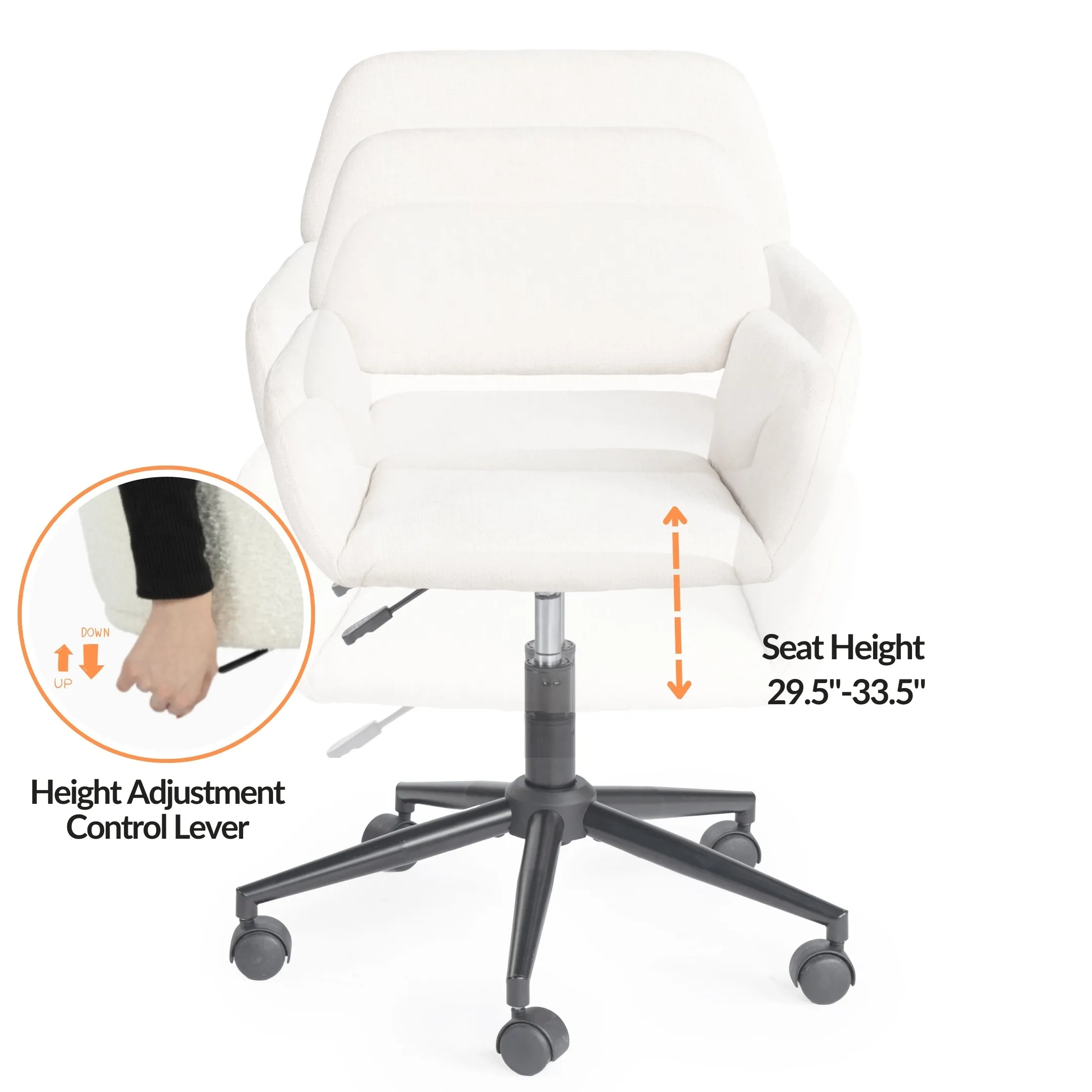 360 Degree Swivel Task Chair with Ergonomic Design, Height Adjustable For Living Room-Homy Casa