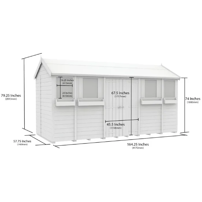 5ft x 14ft Apex Summer Shed