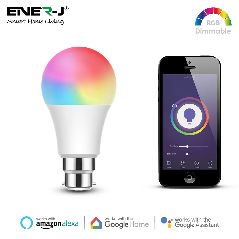 9W Smart Colour Changing Light Bulb, B22 RGB CCT Colour Changing Bulbs, Bluetooth APP Control LED Bulbs Bayonet, Dimmable RGB and White Light, Mood Light for Room Decor & Party