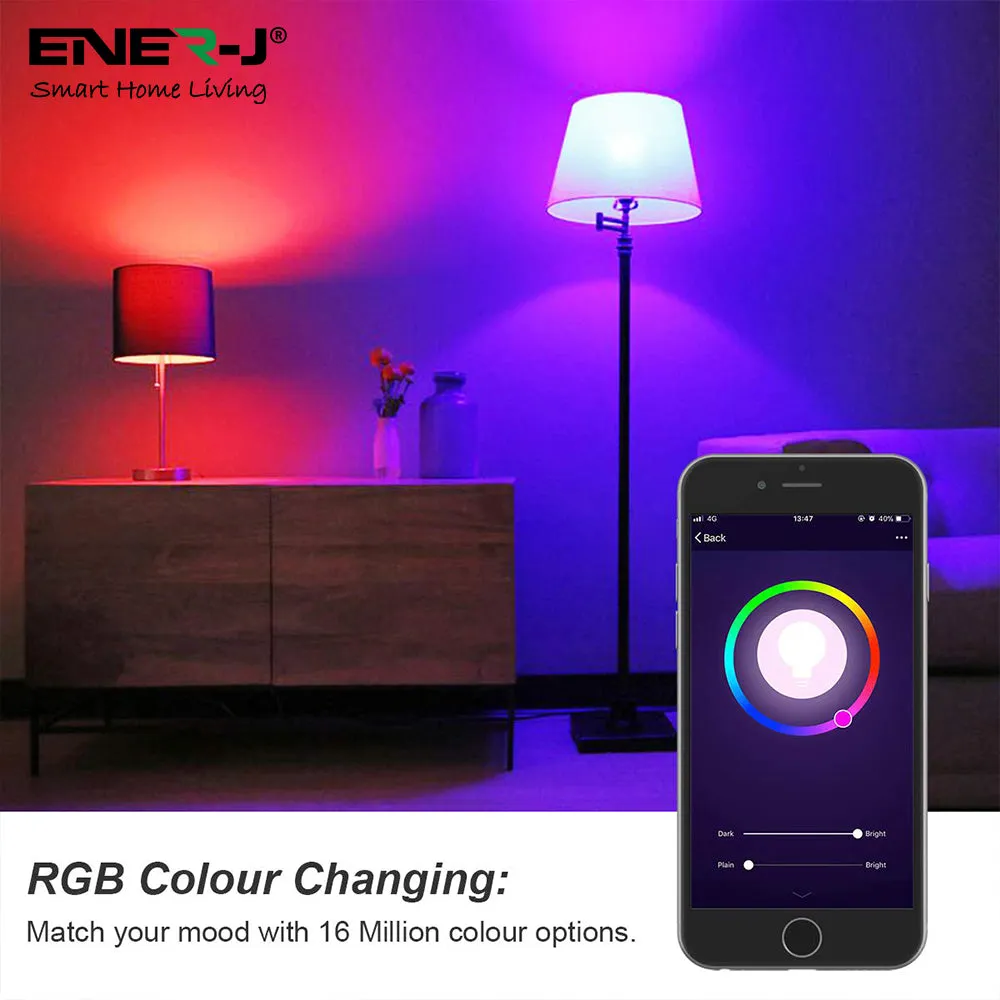 9W Smart Colour Changing Light Bulb, B22 RGB CCT Colour Changing Bulbs, Bluetooth APP Control LED Bulbs Bayonet, Dimmable RGB and White Light, Mood Light for Room Decor & Party