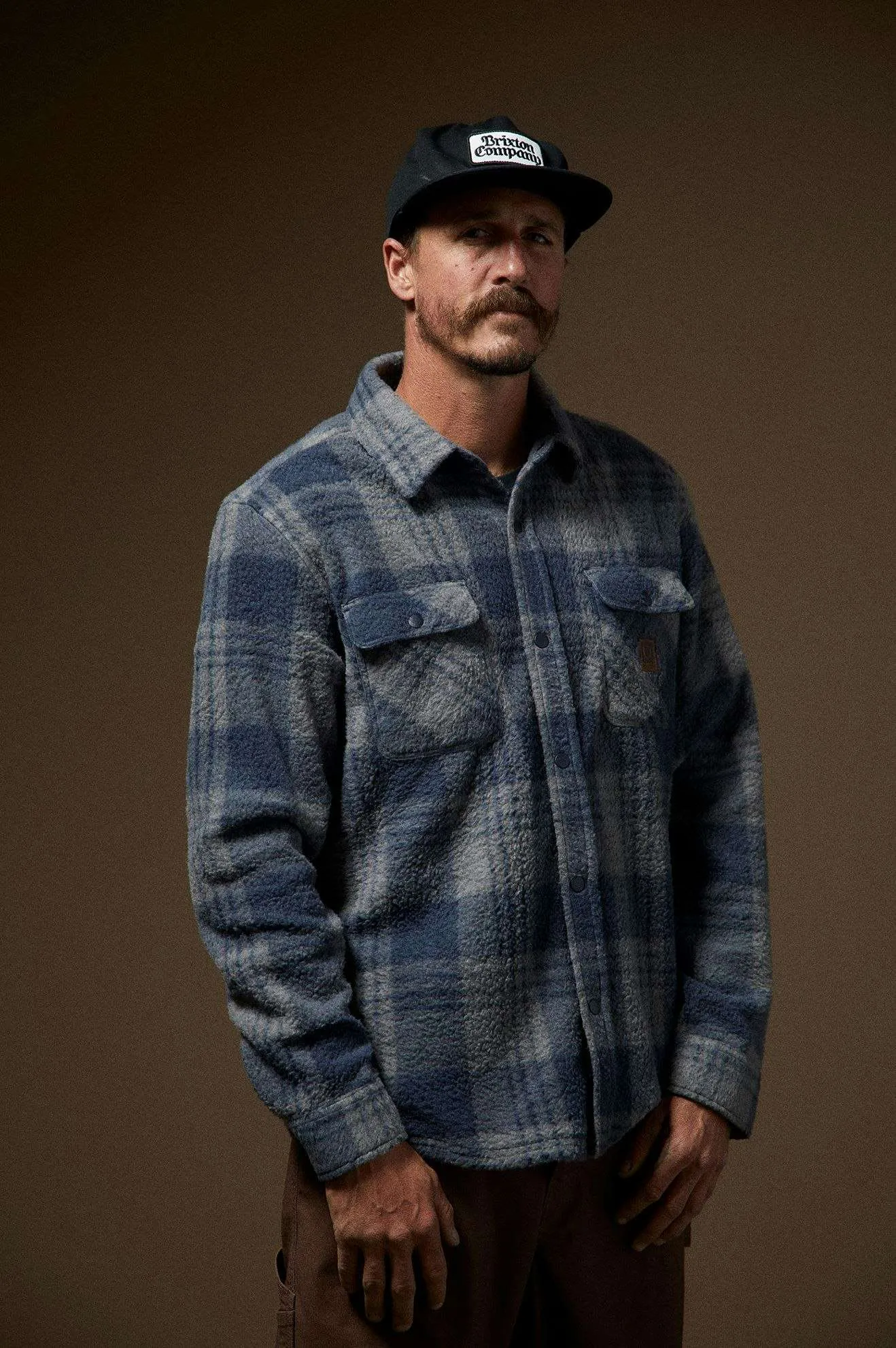 Bowery Arctic Stretch L/S Fleece - Washed Navy/Beige Plaid