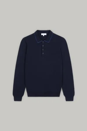 Carnaby 4 Button Knitted Polo Shirt - Navy