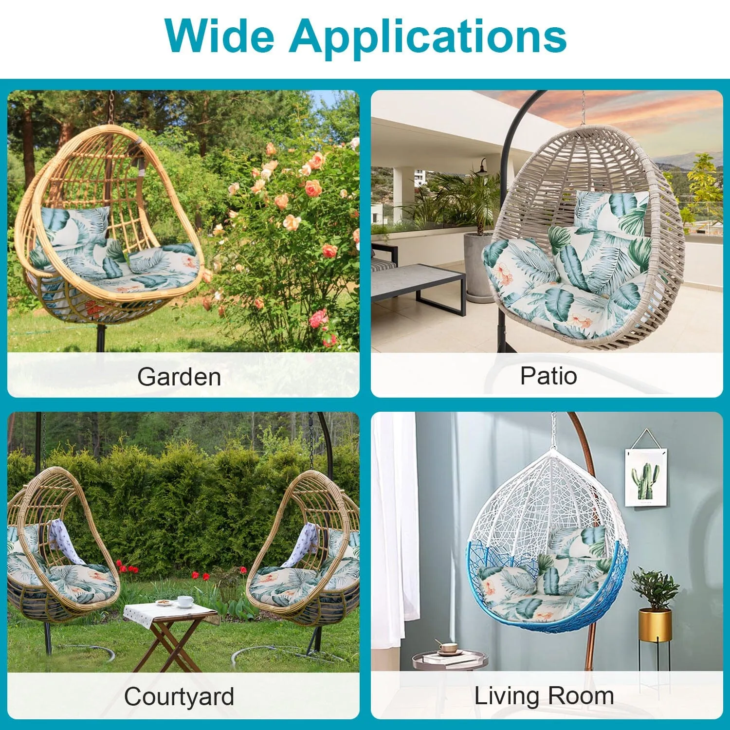 Egg Chair Hanging Basket Seat Soft Cushion with Headrest