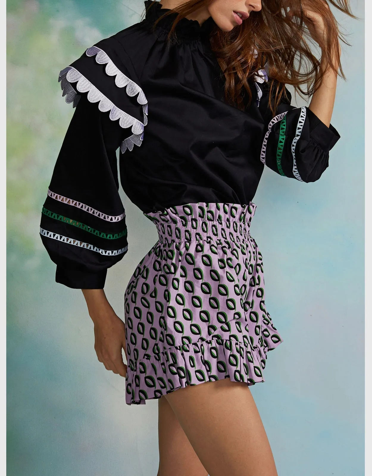 Ella Scalloped Embroidered Top - marigold