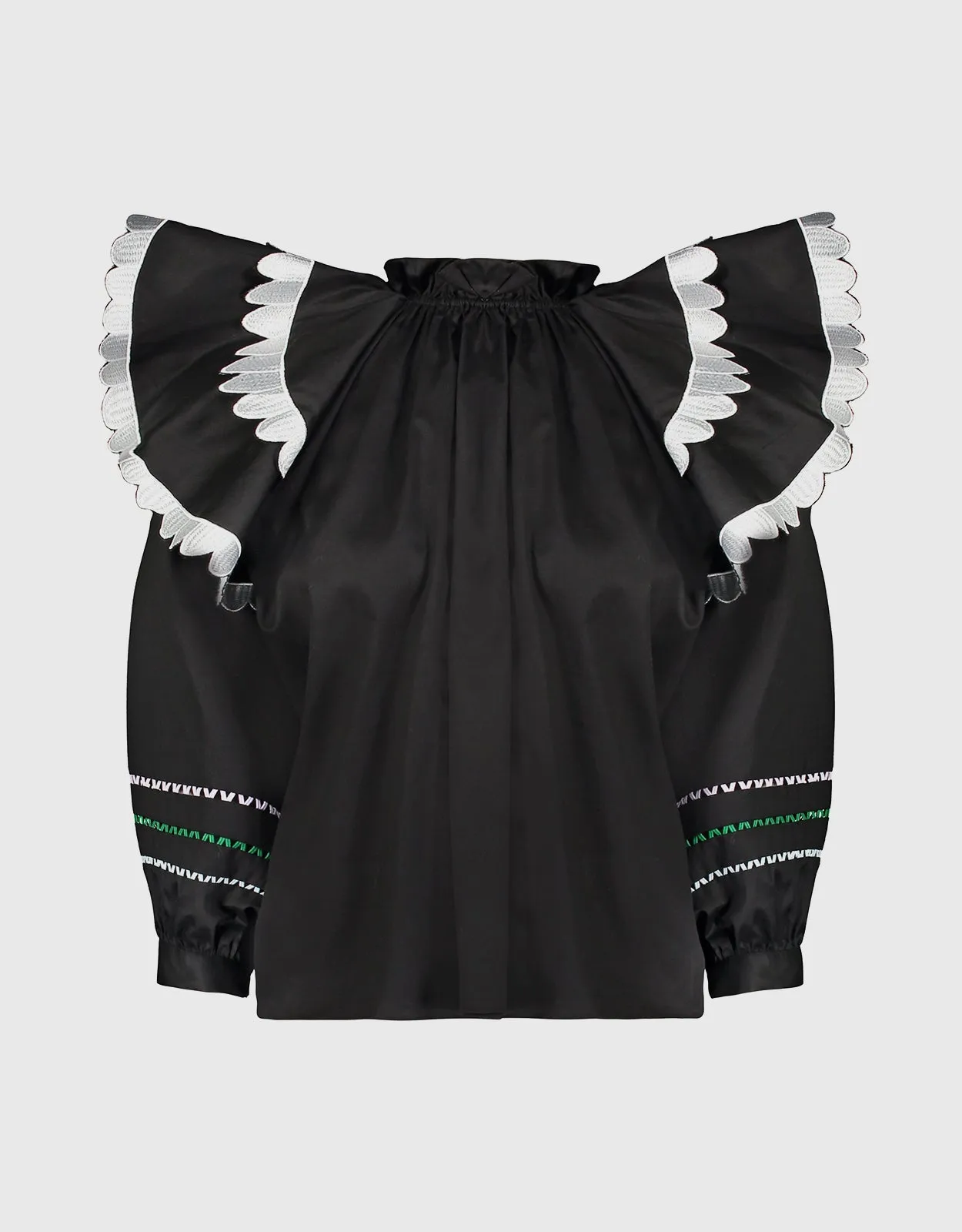 Ella Scalloped Embroidered Top - marigold