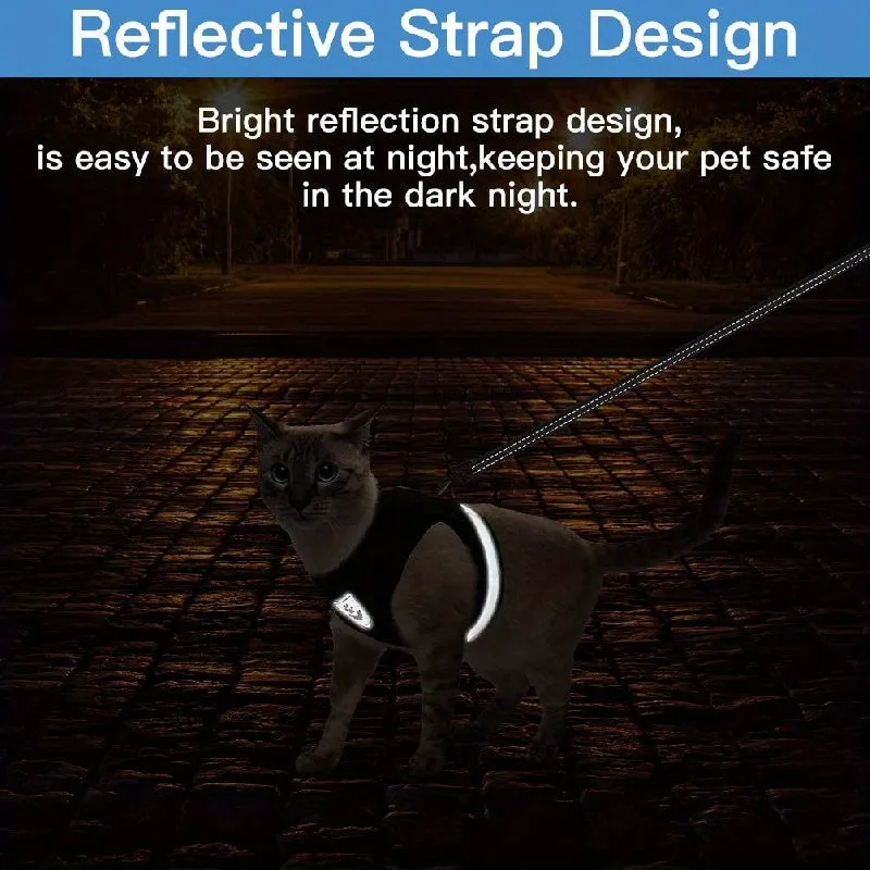 EscapeProof Cat Harness Set Breathable Adjustable Reflective  Easy Control