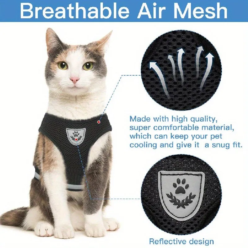 EscapeProof Cat Harness Set Breathable Adjustable Reflective  Easy Control