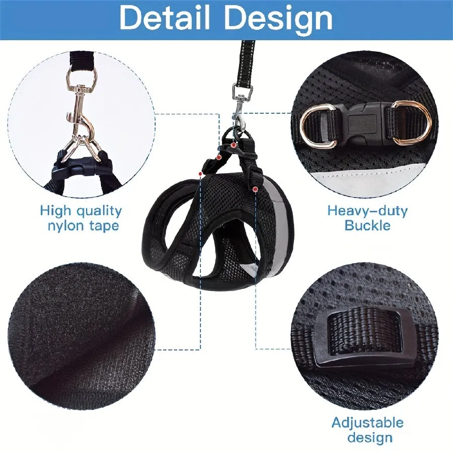EscapeProof Cat Harness Set Breathable Adjustable Reflective  Easy Control