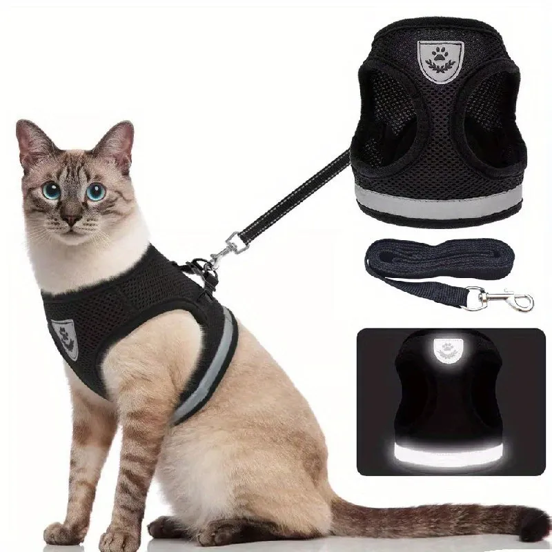 EscapeProof Cat Harness Set Breathable Adjustable Reflective  Easy Control