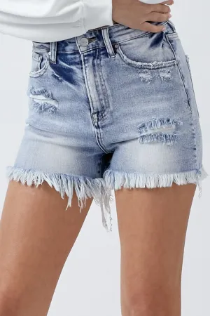 High Rise Acid Wash Jean Shorts