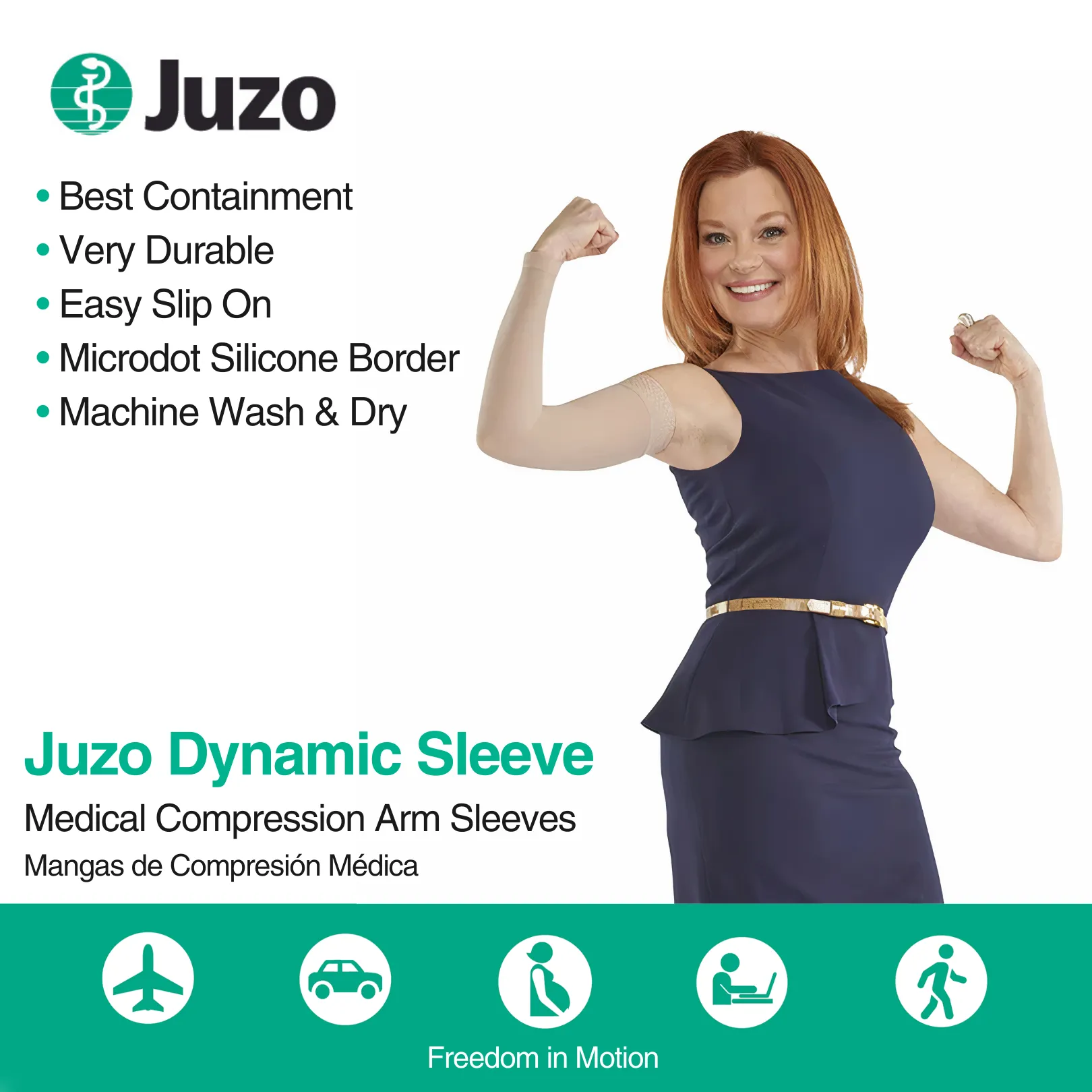 Juzo Dynamic Compression Arm Sleeve 30-40 mmHg, Silicone Dot Band