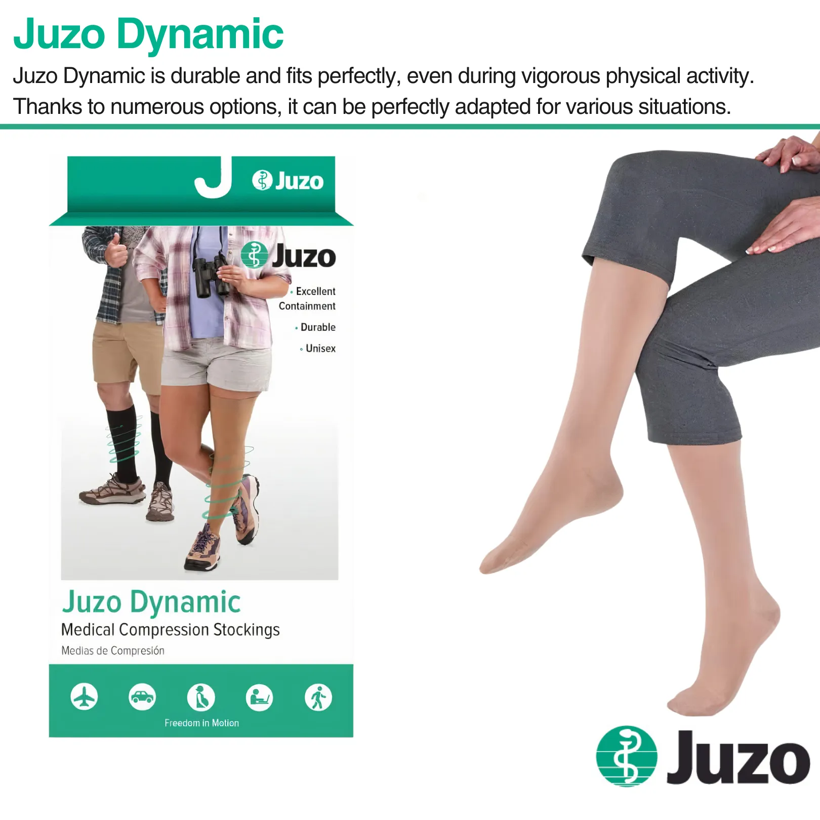 Juzo Dynamic Compression Stockings, 20-30 mmHg, Knee High, Closed Toe