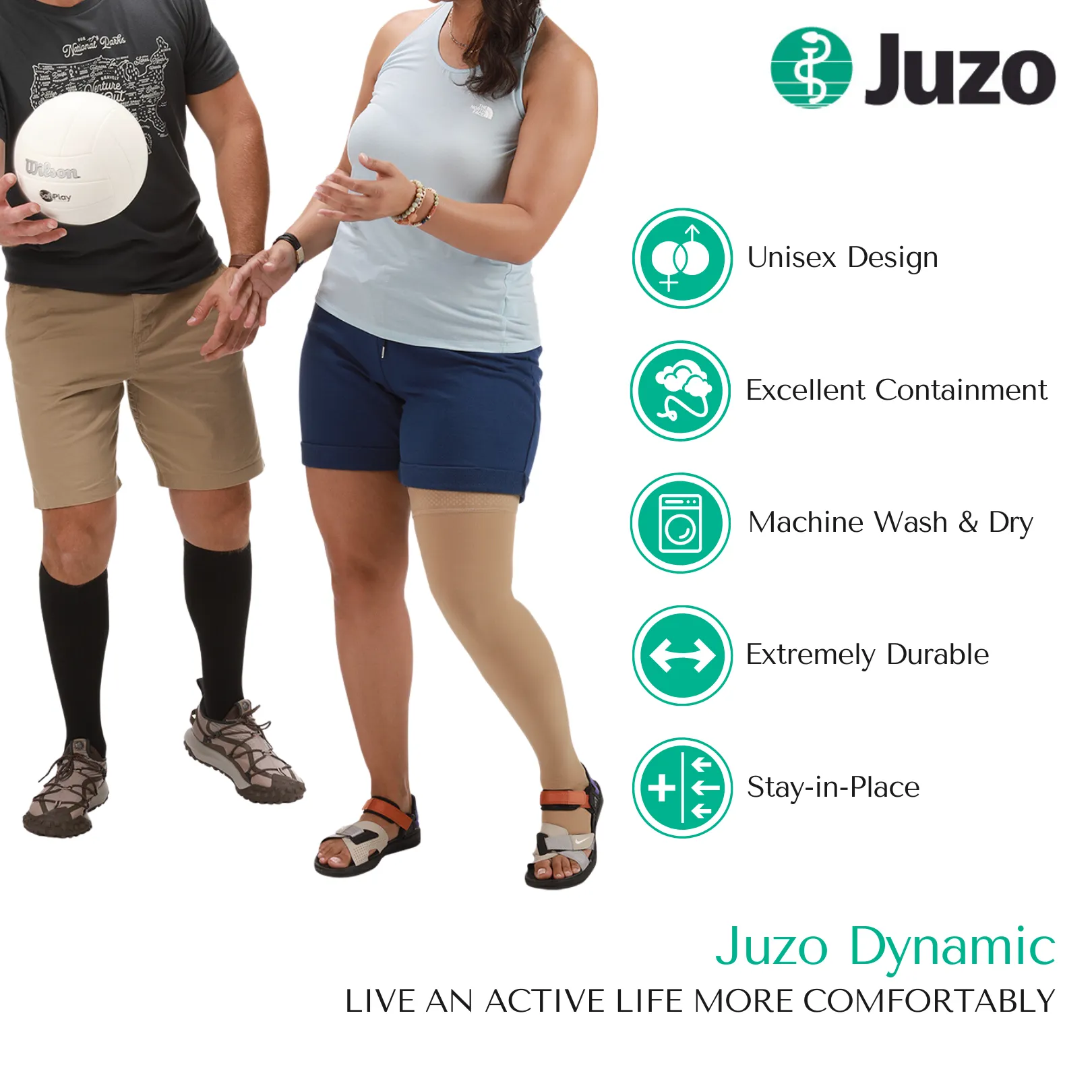 Juzo Dynamic Compression Stockings, 20-30 mmHg, Knee High, Open Toe
