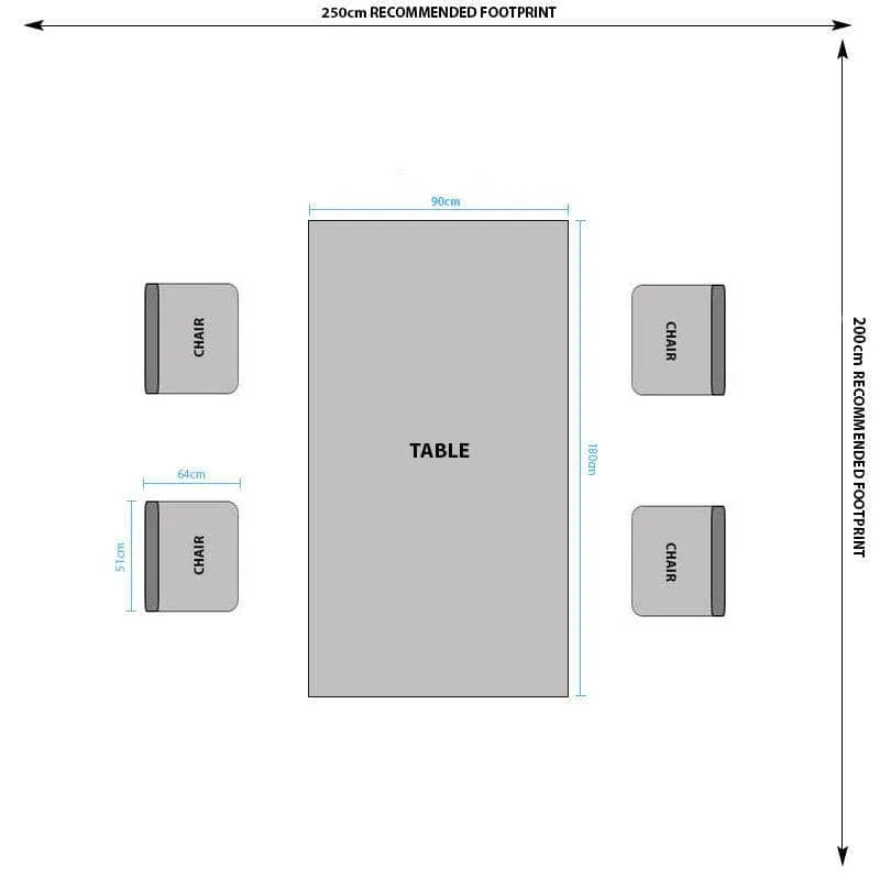 Lincoln Fixed Table & 4 Toronto Grey Chairs