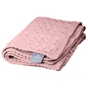 Merino Wool Aran Baby Blanket in Soft Pink