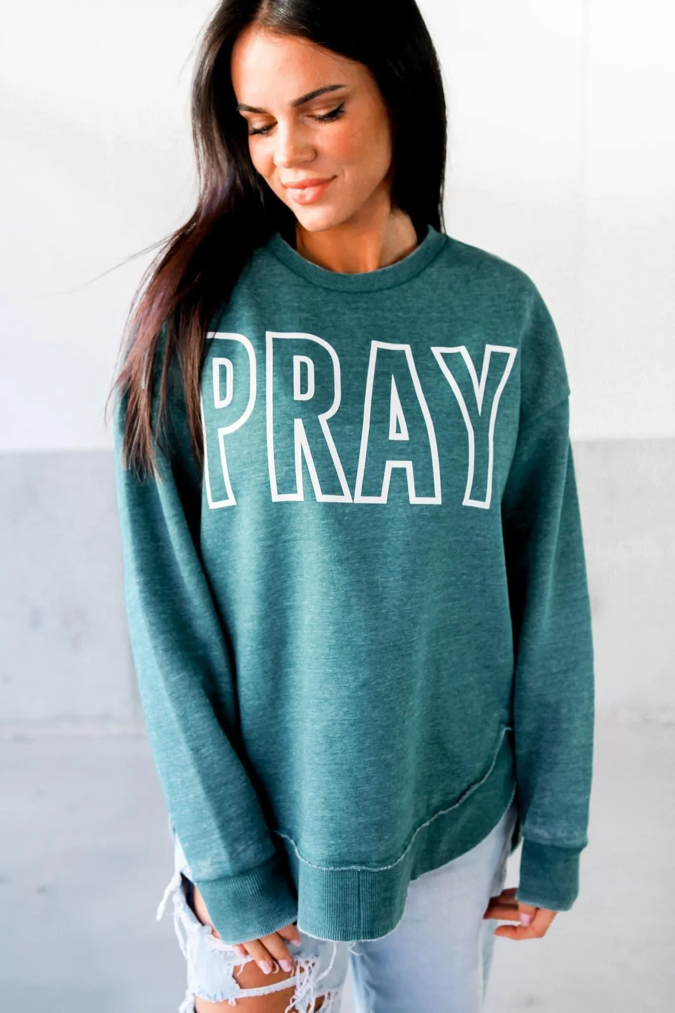 Pray Avery Jade Vintage Wash Fleece Sweatshirt