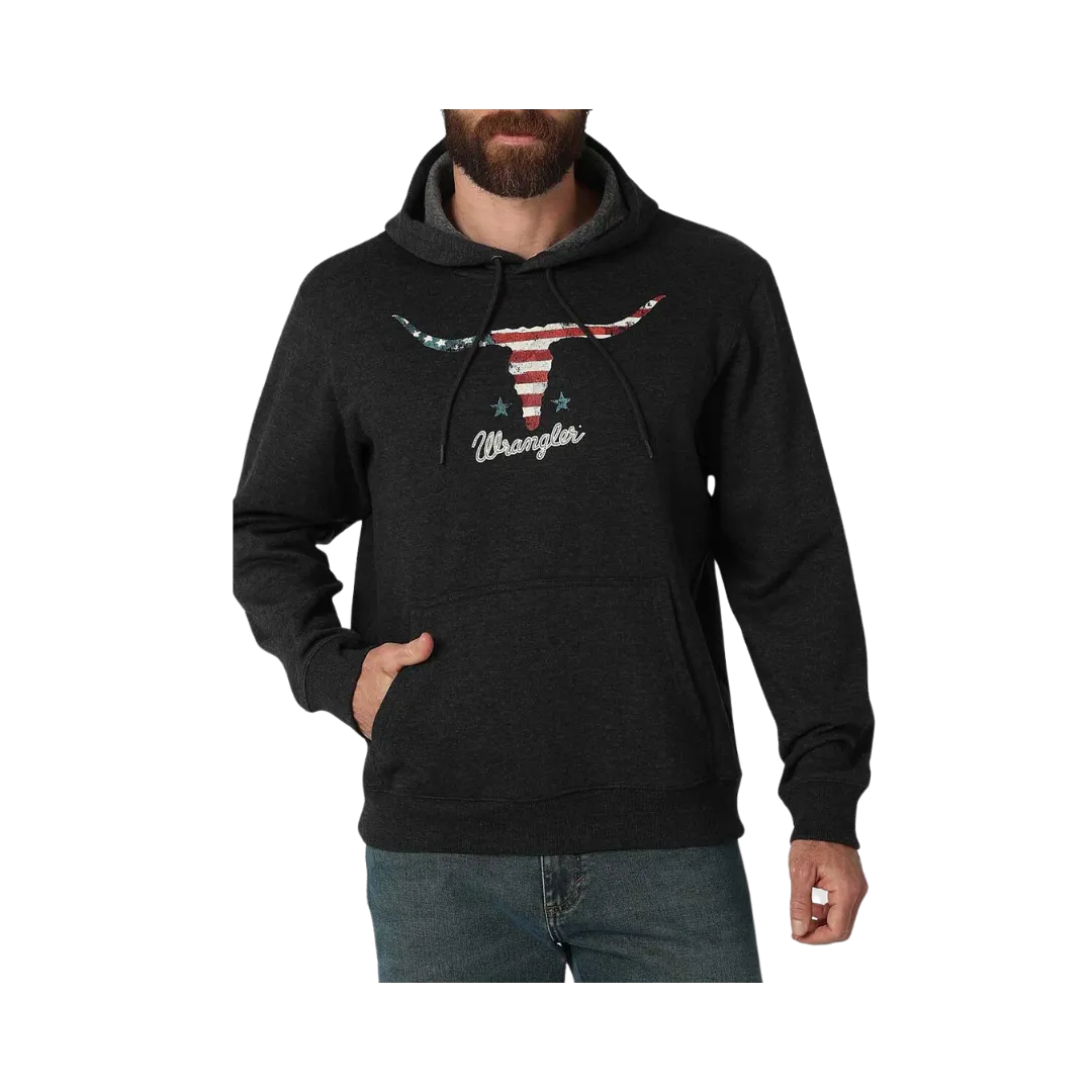 Wrangler Men's Longhorn American Flag Pullover Hoodie