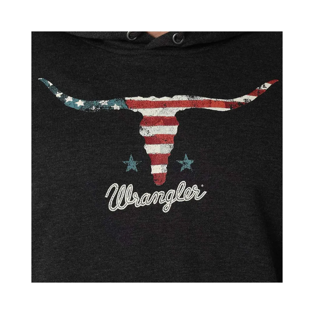 Wrangler Men's Longhorn American Flag Pullover Hoodie